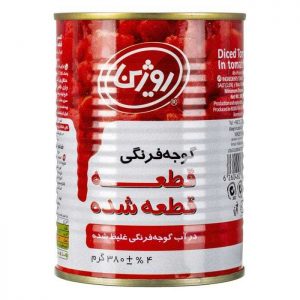 کنسرو گوجه فرنگی قطعه قطعه شده روژین 380 گرمی